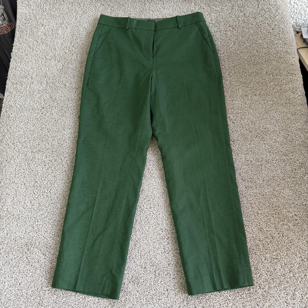 J Crew Kallie Pants Womens 10 Green Twill Chino Straight Leg Pockets Workwear